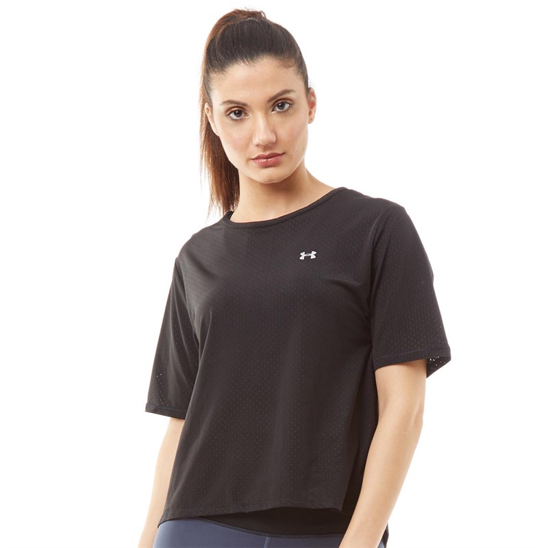 Buy Under Armour Womens Armour Keyhole Short Sleeve Top Black/Metallic