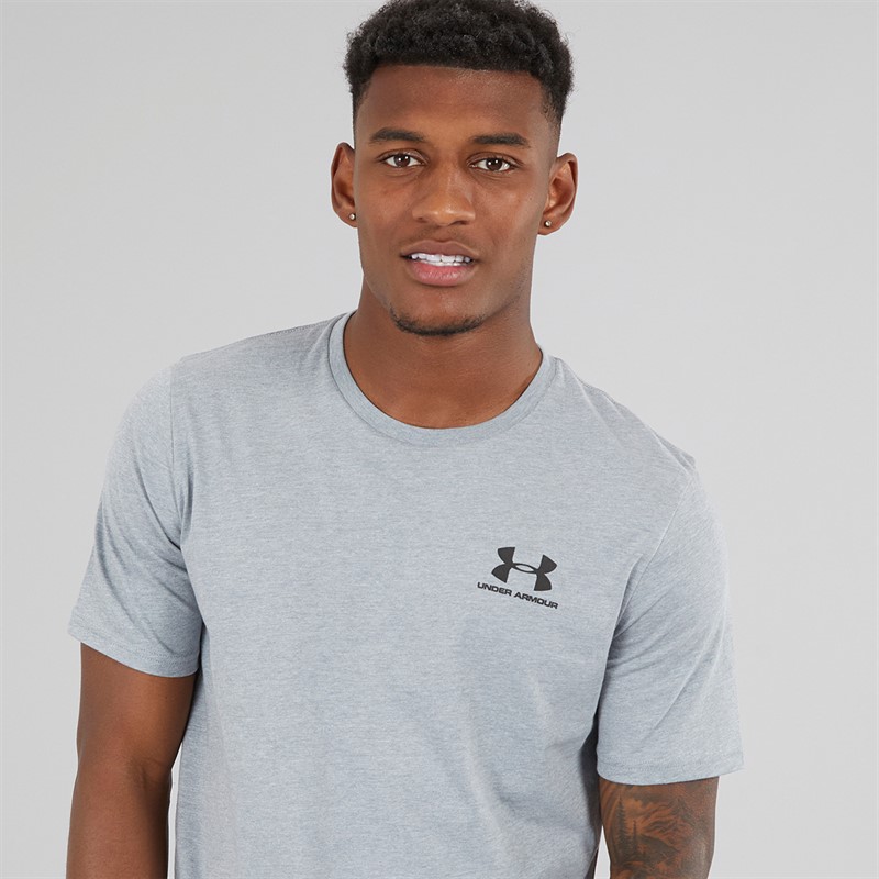 Under Armour Mens UA Sportstyle Left Chest Short Sleeve T-Shirt Steel Light Heather / Black