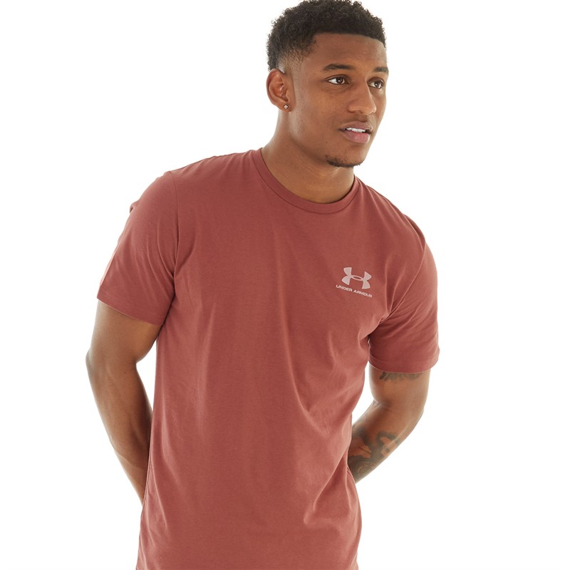 Under Armour Mens Sportstyle Left Chest Short Sleeve T-Shirt Cinna Red/White