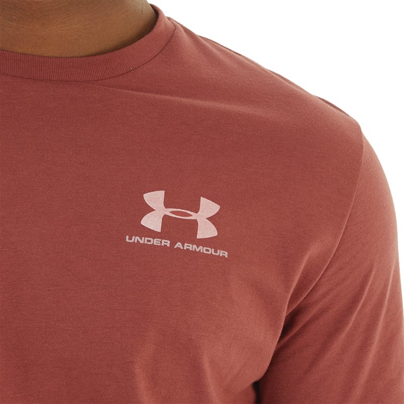 Under Armour Mens Sportstyle Left Chest Short Sleeve T-Shirt Cinna Red/White