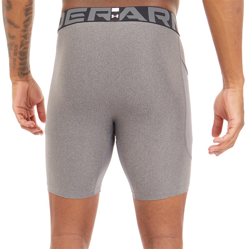 Under Armour Mens UA Heat Gear Armour Compression Shorts Carbon Heather/Black