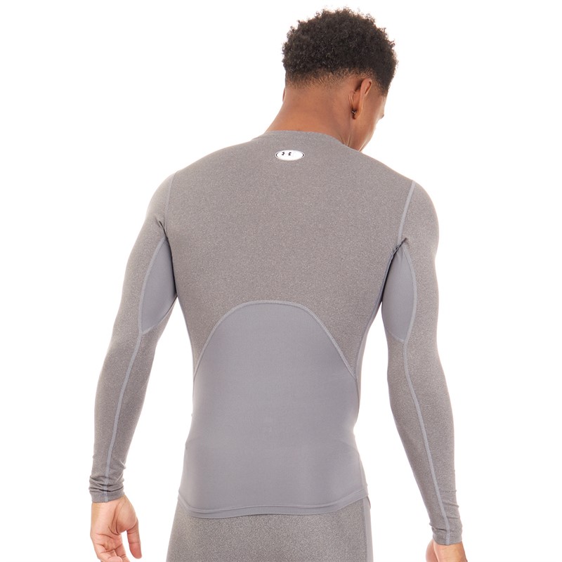 Under Armour Mens UA HG Heat Gear Armour Compression Long Sleeve Top Carbon Heather/Black