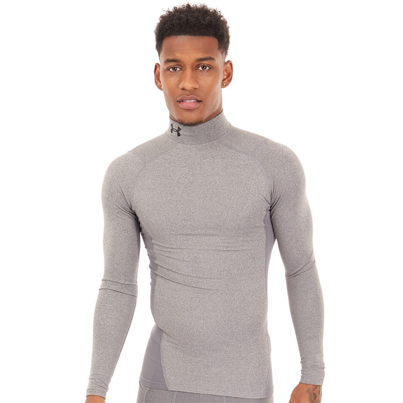 Under Armour Mens UA Cg Cold Gear Armour Compression Mock Charcoal Light Heather