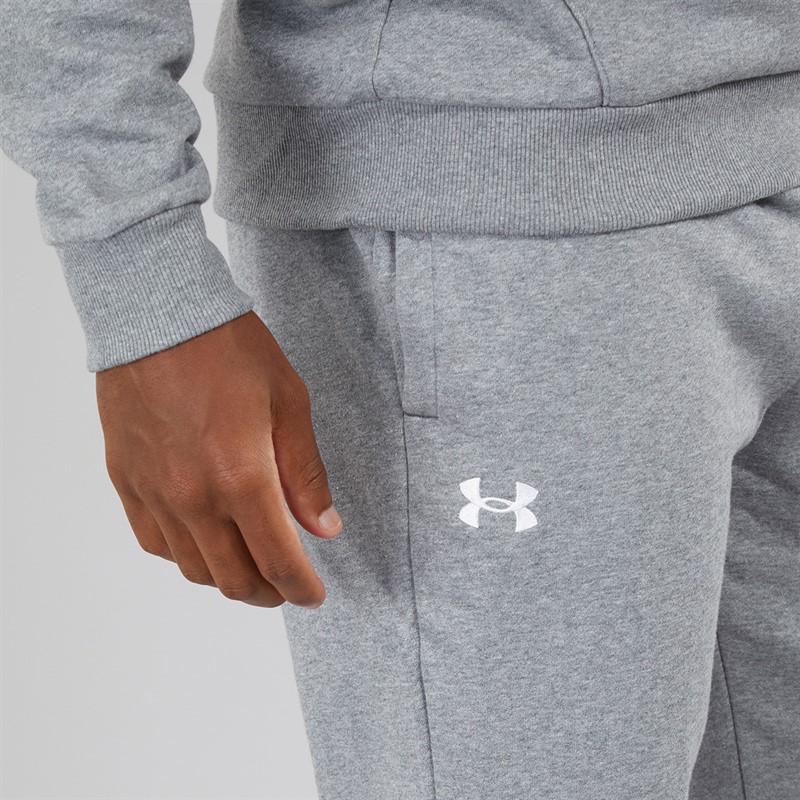 Under Armour Mens UA Rival Fleece Joggers Castlerock Light Heather/White