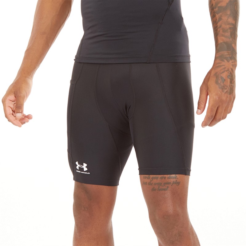 Under Armour Mens UA HG Heat Gear Armour Compression Shorts Black/White