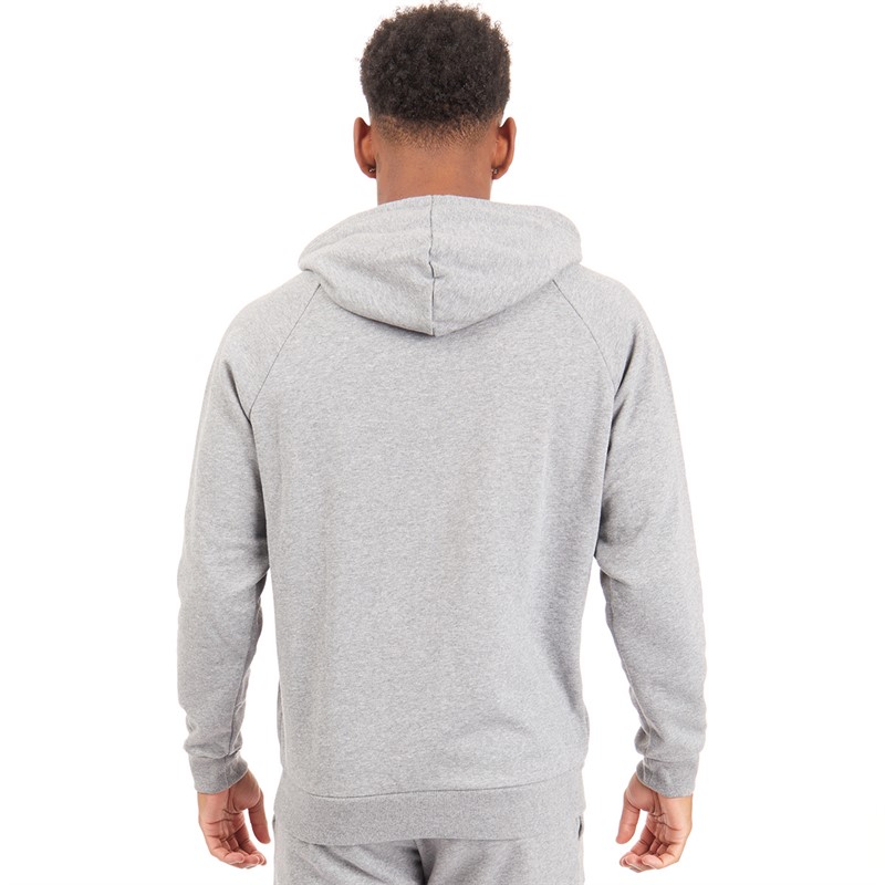 Under Armour Mens UA Rival Fleece Logo Hoodie Castlerock Light Hearther/White