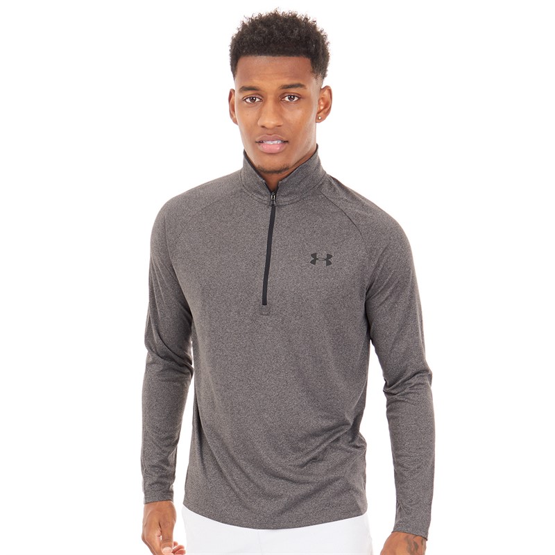 Under Armour Mens UA Tech 2.0 1/2 Zip Top Carbon Heather/Black