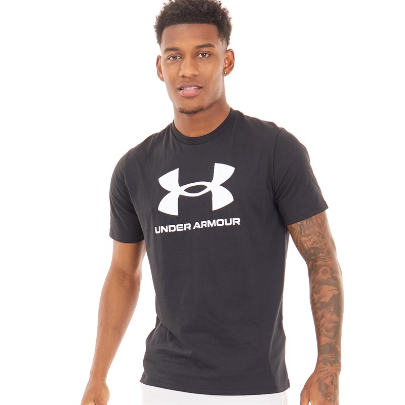 Under Armour Mens UA Sportstyle Logo Short Sleeve T-Shirt Black/White