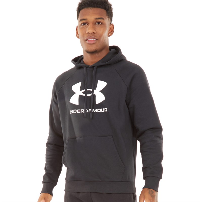 Under Armour Mens UA Rival Fleece Logo Hoodie Black/White