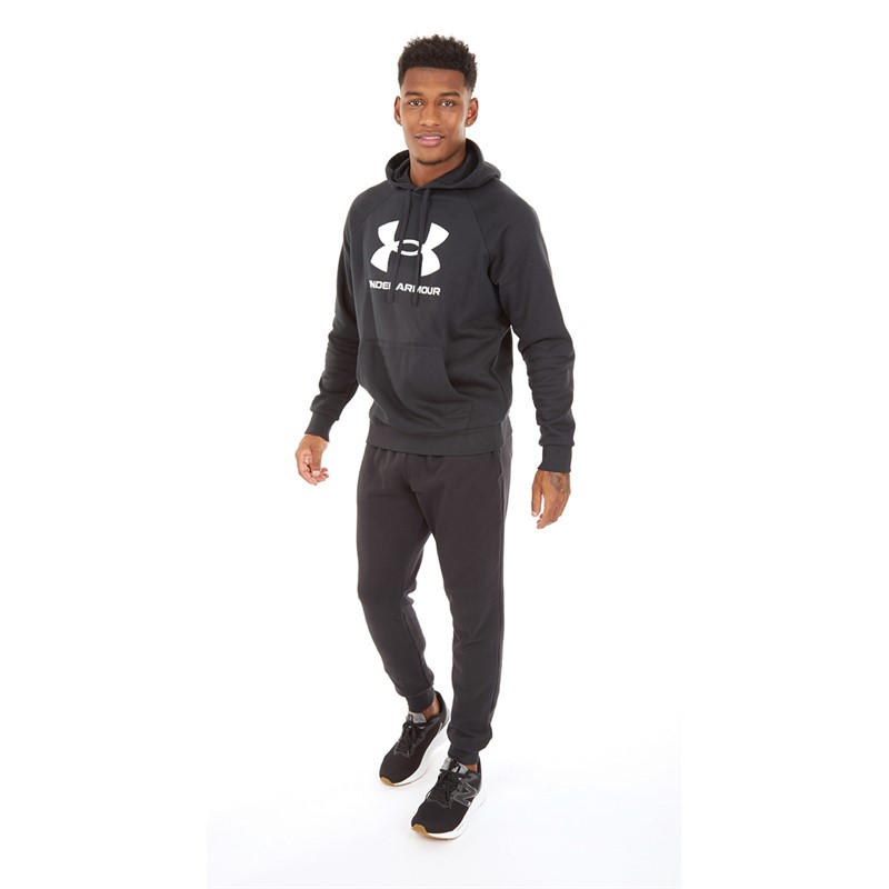 Under Armour Mens UA Rival Fleece Logo Hoodie Black/White