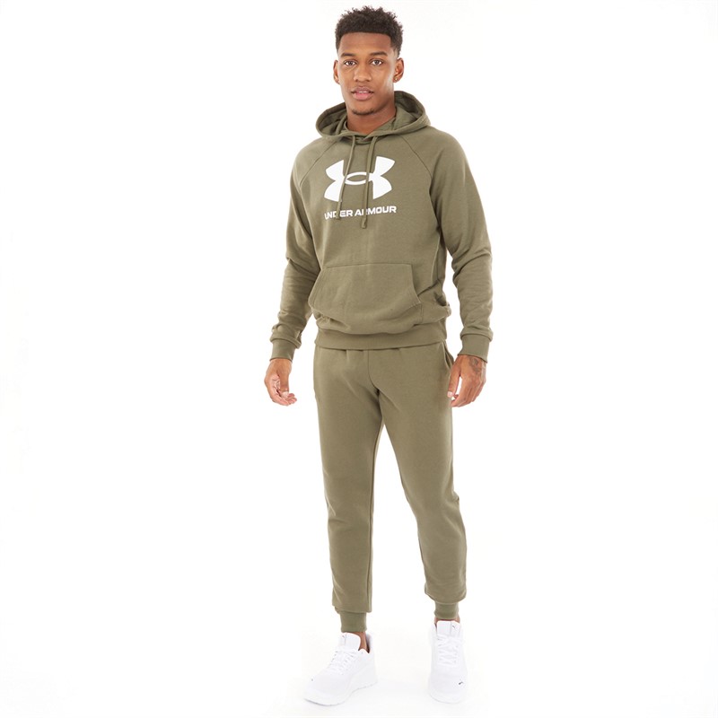 Under Armour Mens UA Rival Fleece Logo Hoodie Marine OD Green/White