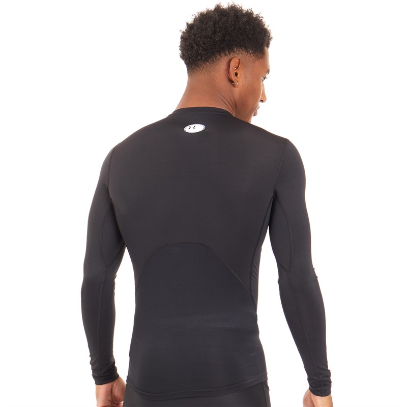 Under Armour Mens UA HG Heat Gear Armour Compression Long Sleeve Black/White