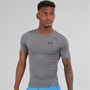 Under Armour Mens UA HG Heat Gear Armour Compression Short Sleeve Top Carbon Heather/Black