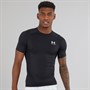 Under Armour Mens UA HG Heat Gear Armour Compression Short Sleeve Top Black/White