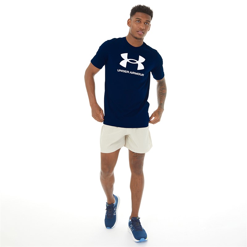 Under Armour Mens UA Sportstyle Logo Short Sleeve T-Shirt Academy/White