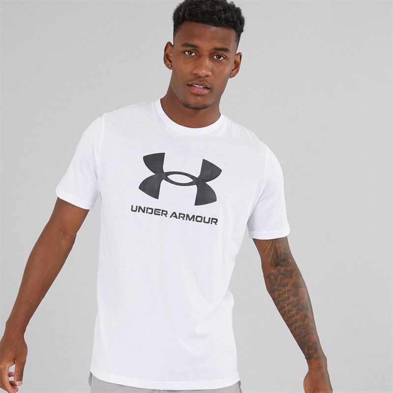 Under Armour Mens UA Sportstyle Logo Short Sleeve T-Shirt White/Black