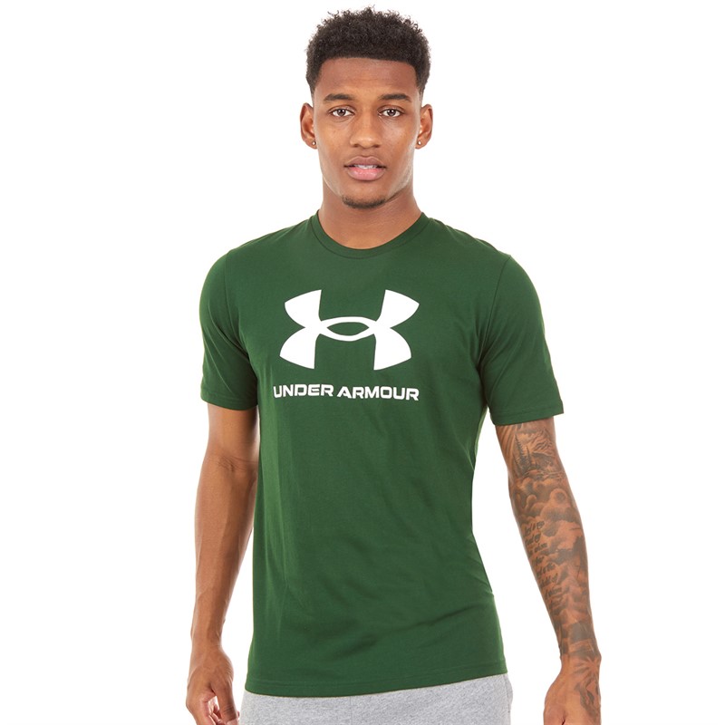 Under Armour Mens UA Sportstyle Logo Short Sleeve T-shirt Green/White