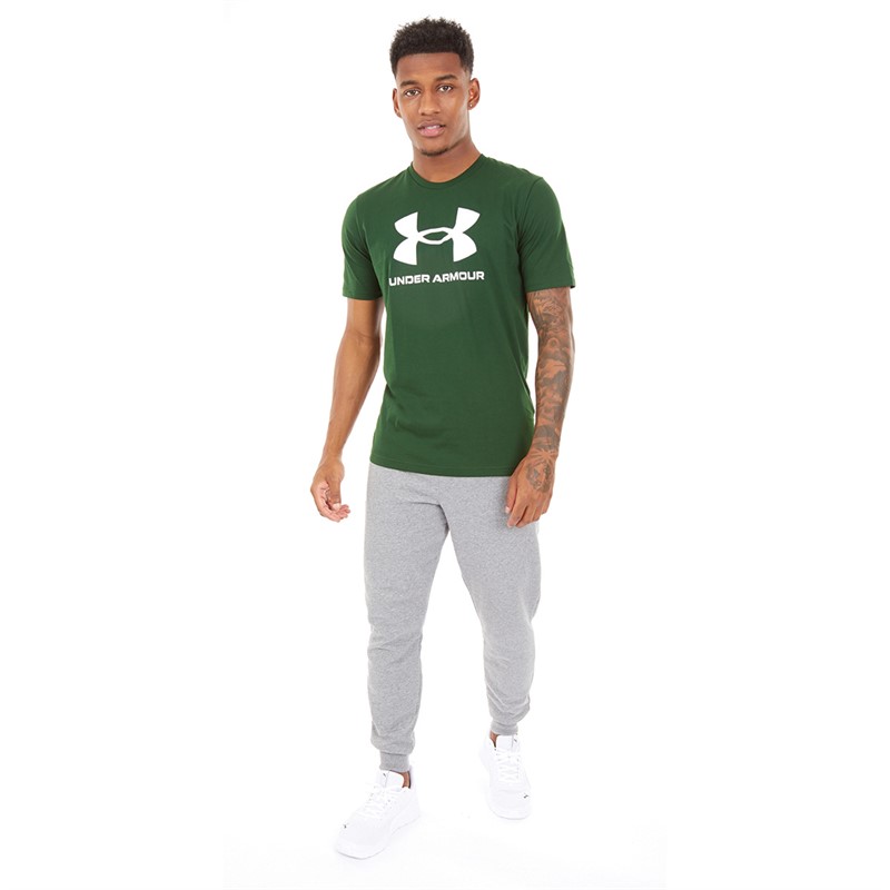 Under Armour Mens UA Sportstyle Logo Short Sleeve T-shirt Green/White