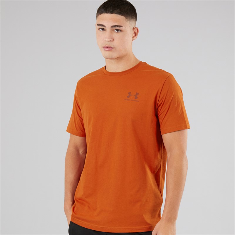 Under Armour Mens UA Sportstyle Left Chest Short Sleeve T-Shirt Surplus Orange/Cinna Red