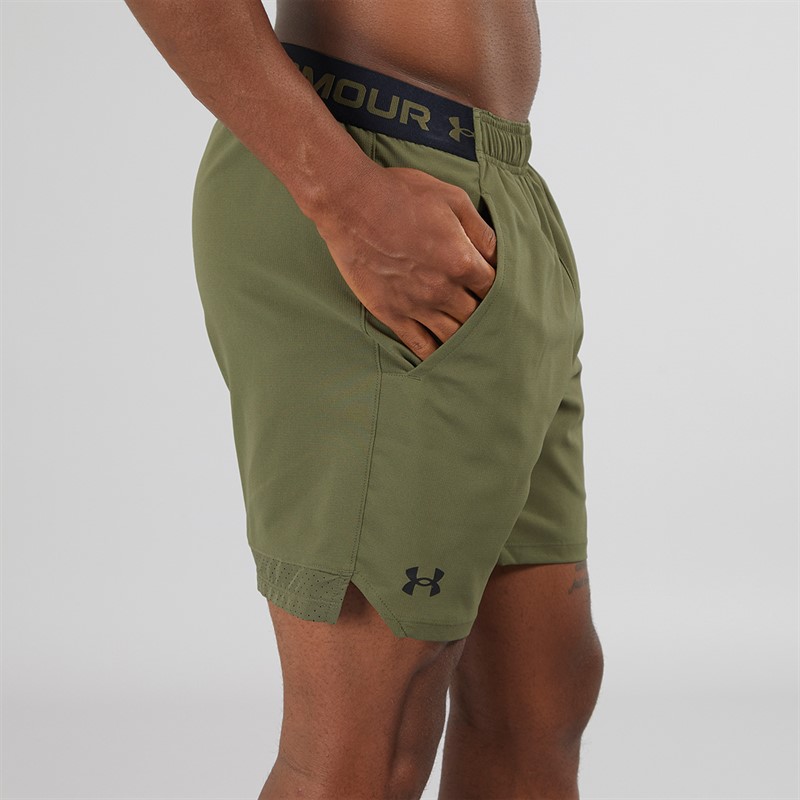 Under Armour Mens UA Vanish Woven 6 Inch Shorts Marine OD Green/Black