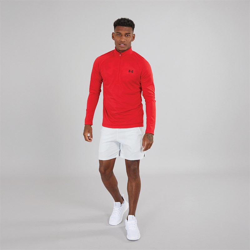 Under Armour Mens UA Tech 2.0 1/2 Zip Top Red/Black