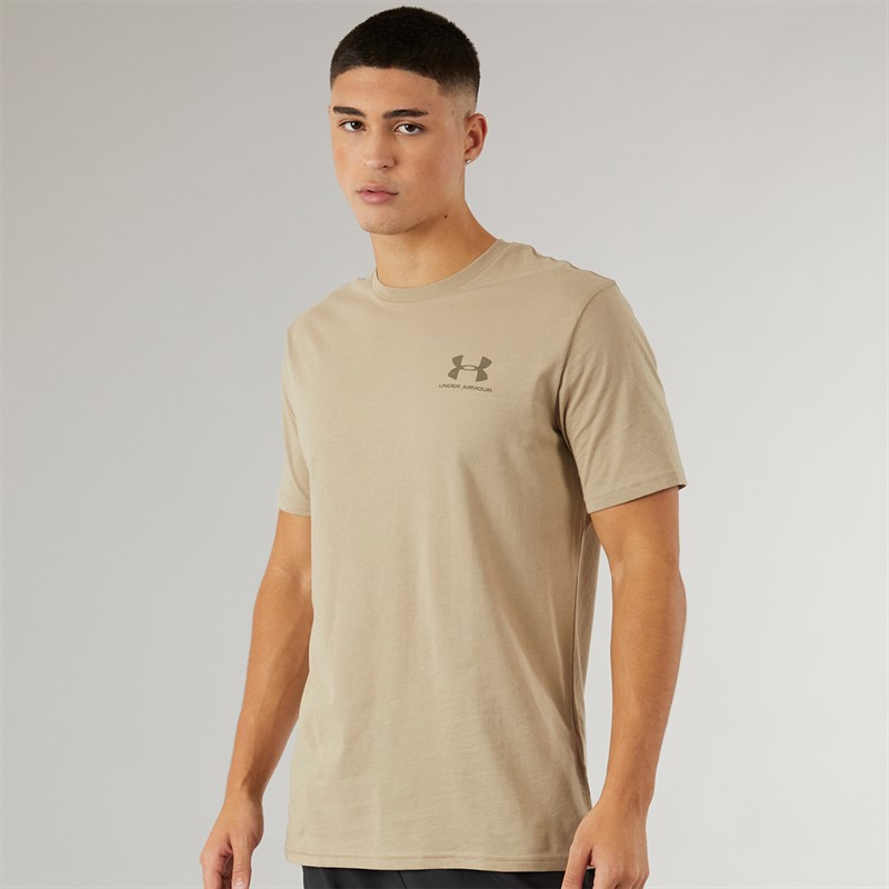 Under Armour T-shirt à Manches Courtes Homme UA Sportstyle avec Logo Poitrine Gauche Kaki Ville/Crepuscule Taupe