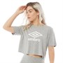 Umbro Womens Active Style Large Logo Cropped T-Shirt Grey Marl/White