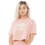 Umbro Womens Active Style Large Logo Cropped T-Shirt Pale Pink/White