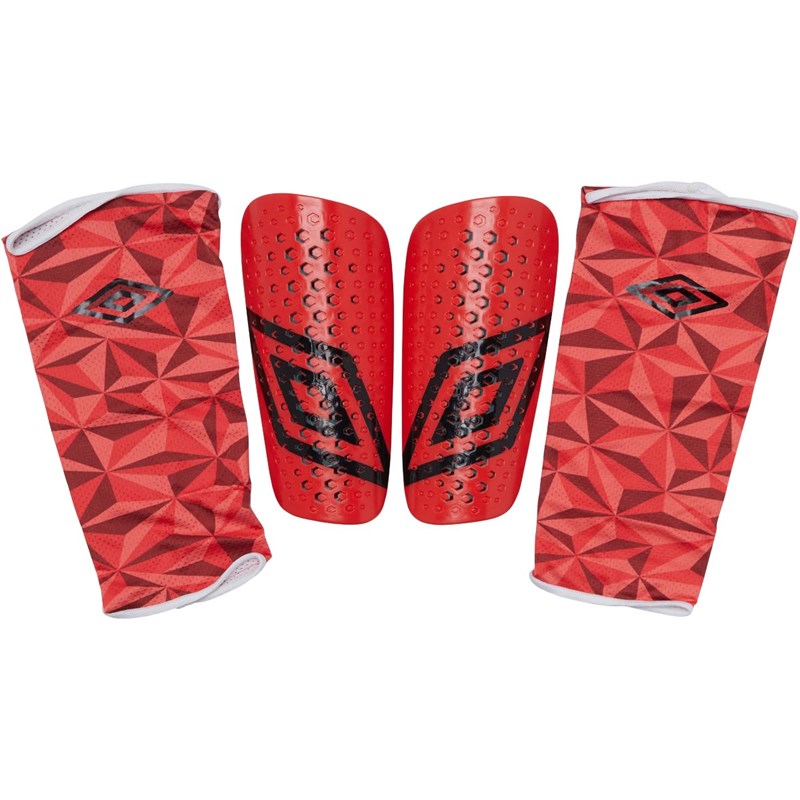 Buy Umbro Mens Velocita Shin Guards With Sleeves Red/Spectra Green/Dawn
