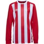Umbro Junior Milan Stripe Long Sleeve Football Jersey Vermillion/White