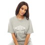 Umbro Womens Active Style Large Logo Boyfriend T-Shirt Grey Marl/White