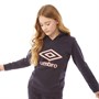 Umbro Junior Active Style Large Logo Hoodie Nightfall/Pale Pink