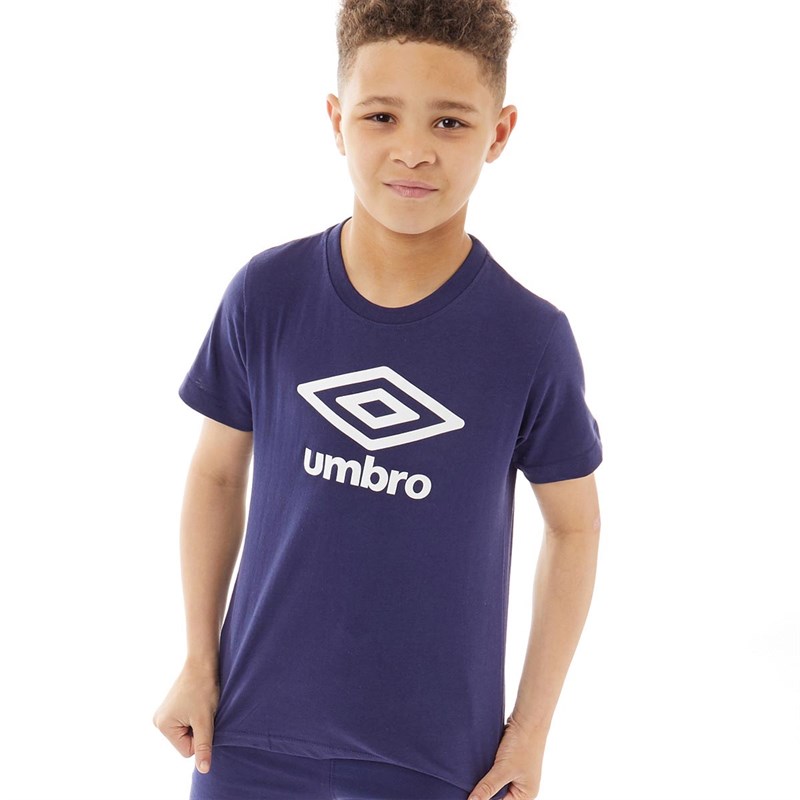 Umbro Junior Active Style Logo T-Shirt Medieval Blue/White