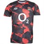 Umbro Mens England Rugby Warm Up Jersey Black/Carbon/Hot Coral