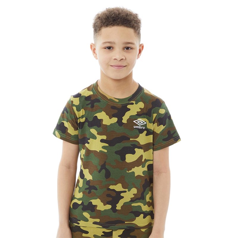 Buy Umbro Junior Camo Print T-Shirt Camo Green/Brown/Black