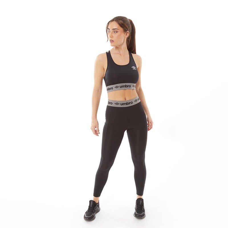 Umbro Womens Active Colour Block Performance Bra Top Black/Grey
