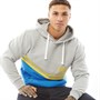 Umbro Mens Block Colour Hoodie Grey Marl/Empire Yellow/Ibiza Blue