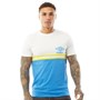 Umbro Mens Block Stripe T-Shirt Brilliant White/Empire Yellow/Ibiza