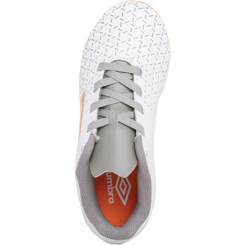 Umbro Junior Velocita V League FG Firm Ground White / Carrot / Frost Gray