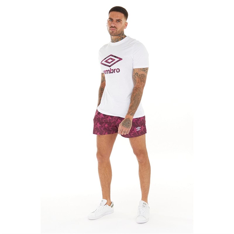 Umbro Mens City T-Shirt White/New Claret