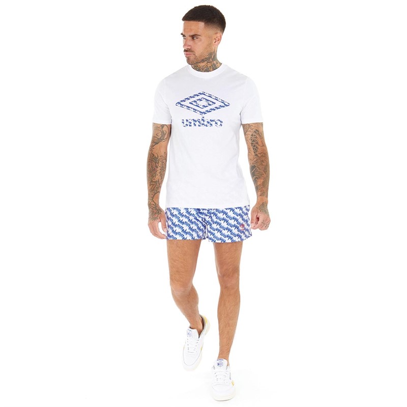 Umbro Mens Strife T-Shirt White/Deep Surf/Scarlet
