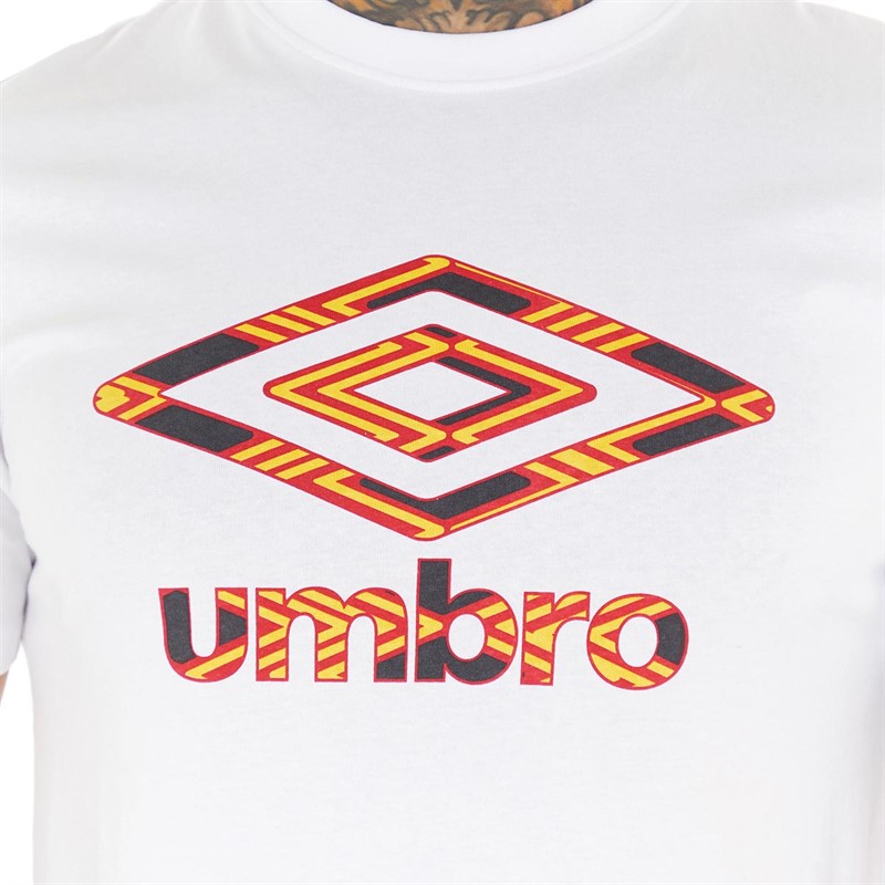 Umbro Mens Campeon T-Shirt White/Vermillion/Yellow