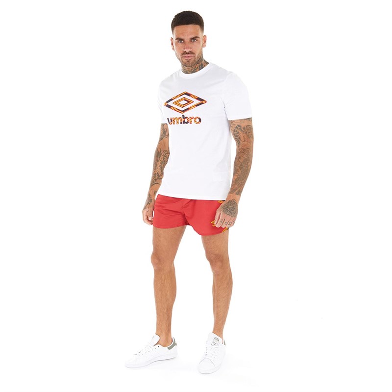 Umbro Mens Campeon T-Shirt White/Vermillion/Yellow