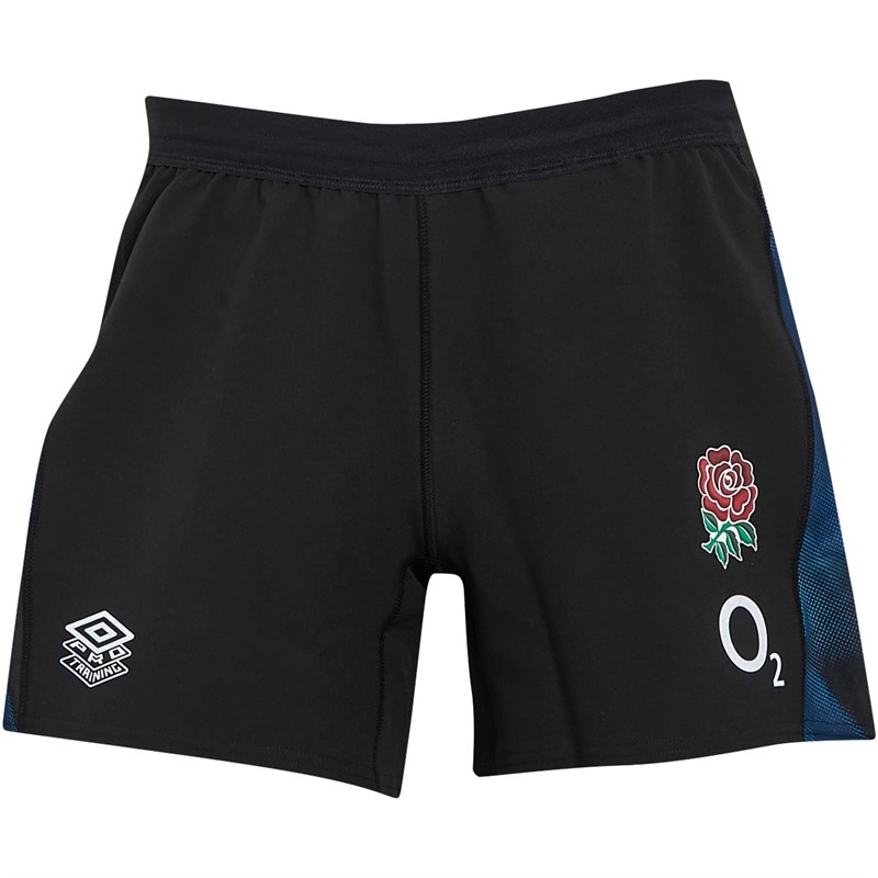 Umbro Mens England Rugby Training Shorts Black/Bachelor Button/Ensign Blue