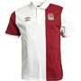 Umbro Mens England Rugby Classic Stripe Polo Cloud Dancer/Rhubarb