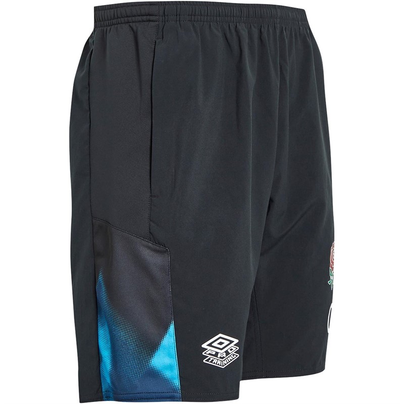 Umbro Mens England Rugby Gym Shorts Black/Bachelor Button/Ensign Blue