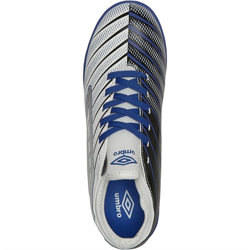 Umbro Chaussures de football Junior Velocita Elixir 1.0 TF Astro Blanc/Noir/Bleu Royal