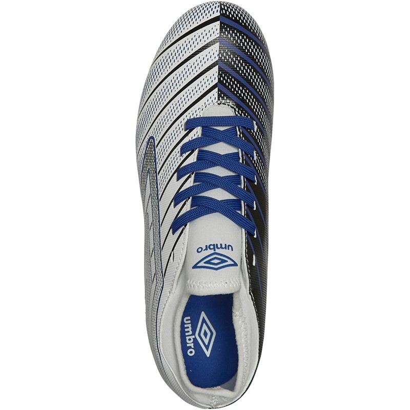 Umbro Junior Velocita Elixir 1.0 FG Firm Ground Football Boots White/Black/Royal Blue