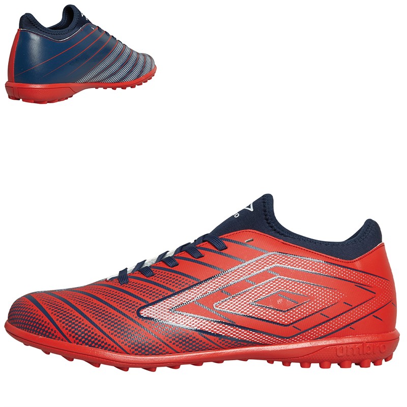 Umbro Mens Velocita Elixir 1.0 TF Astro Football Boots Rococco Red/White/Estate Blue