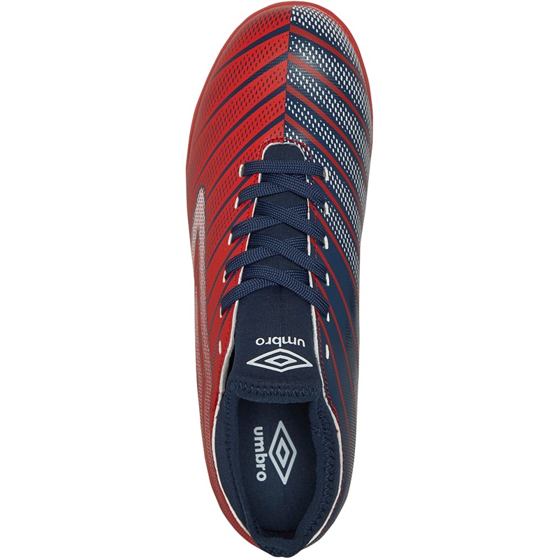 Umbro Junior Velocita Elixir 1.0 TF Astro Football Boots Rococco Red/White/Estate Blue